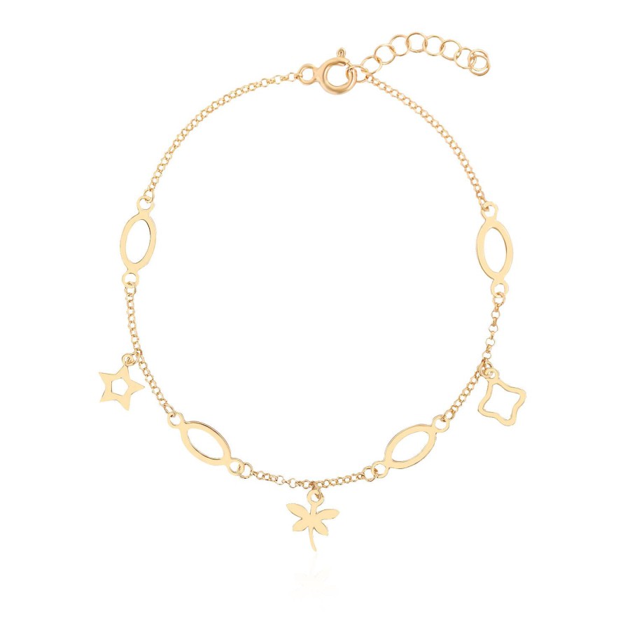 14 Ayar Sarı Altın Yıldız Figürlü Sade Bileklik