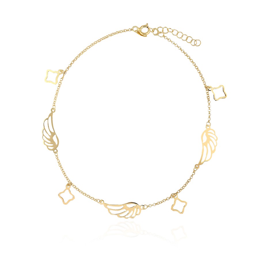 14 Ayar Sarı Altın Kanat Figürlü Bileklik