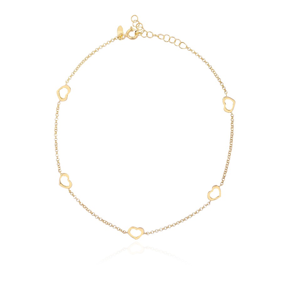 14 Ayar Sarı Altın Kalp Figürlü Bileklik