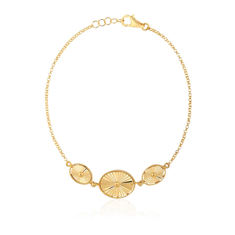 14 Ayar Sarı Altın Figürlü Taşsız Bileklik