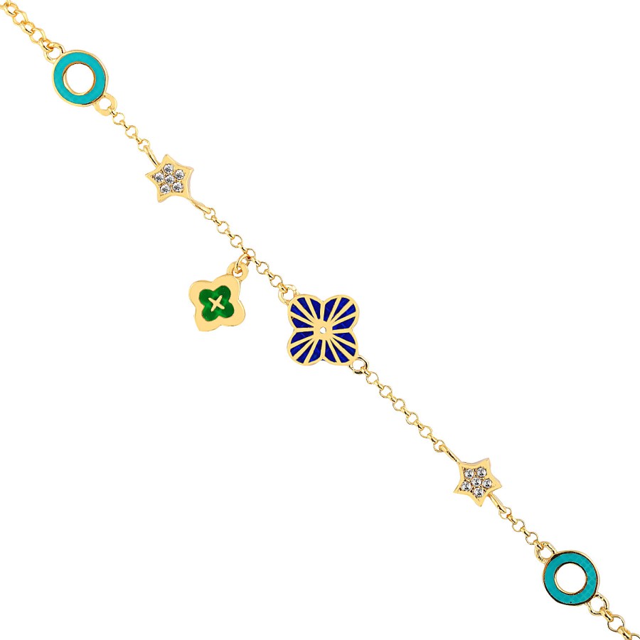 14 Ayar Sarı Altın Mineli Bileklik