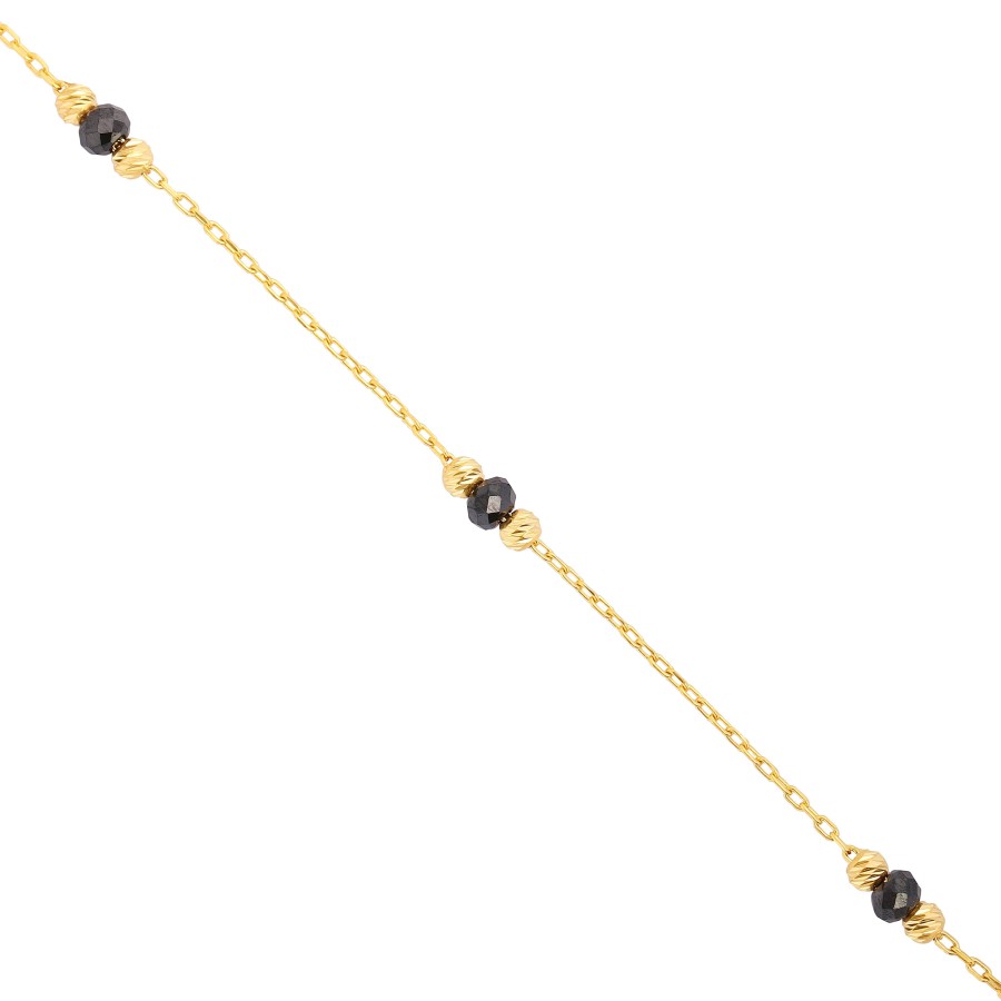 14 Ayar Sarı Altın Siyah Taşlı Bileklik