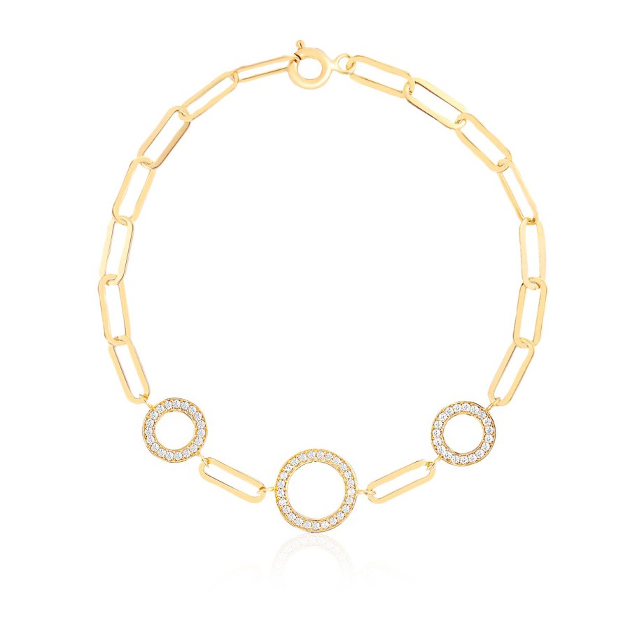 14 Ayar Sarı Altın Oval Taşlı Bileklik