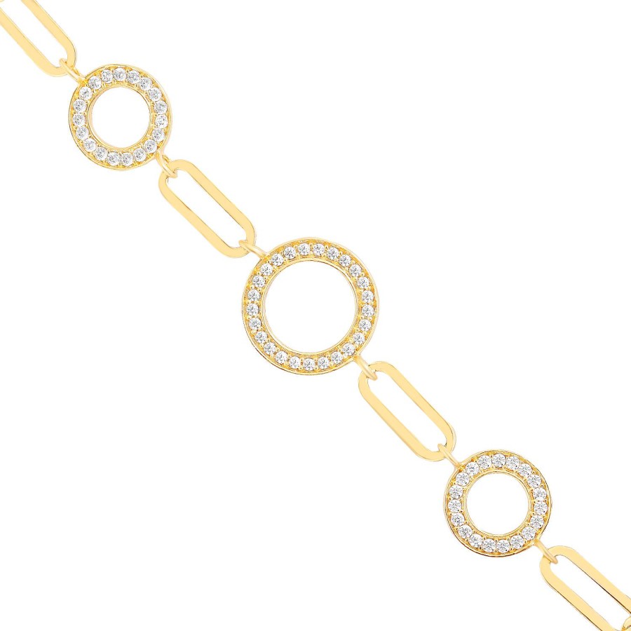 14 Ayar Sarı Altın Oval Taşlı Bileklik