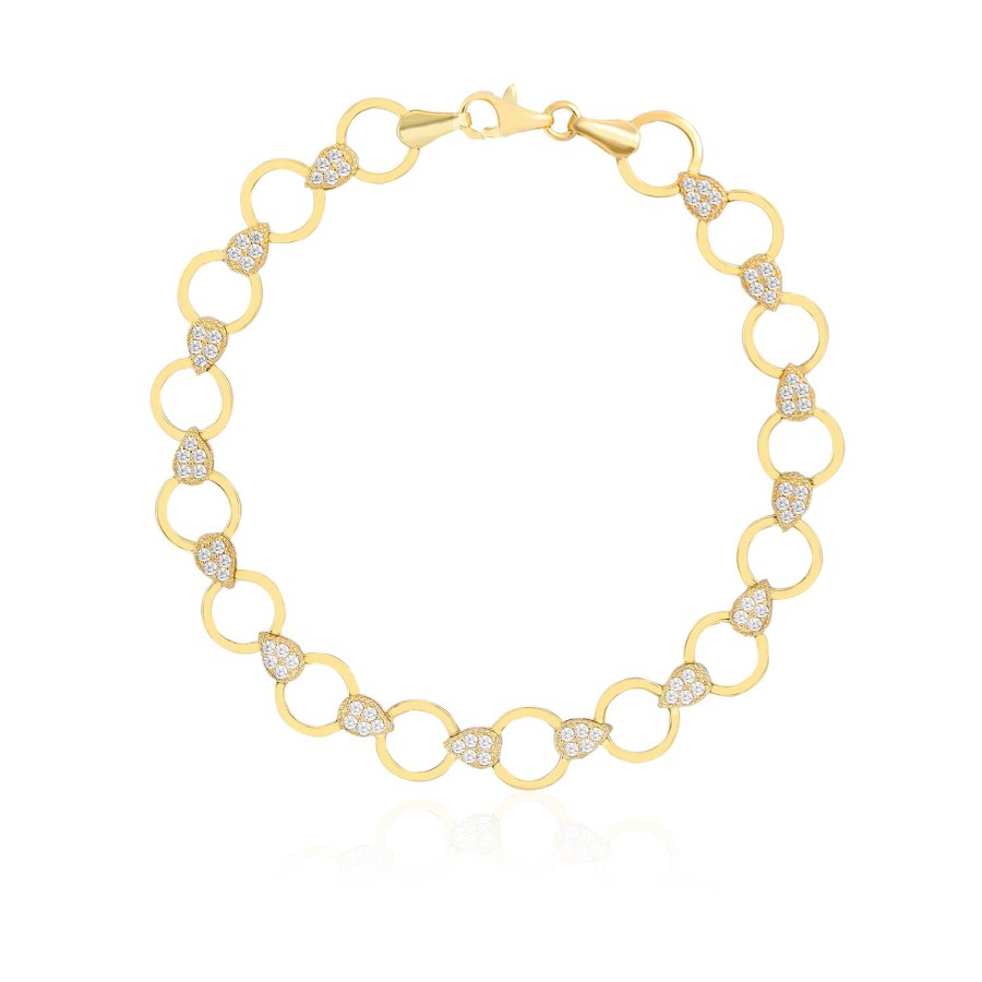 14 Ayar Sarı Altın Taşlı Halka Bileklik