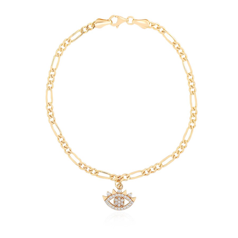 14 Ayar Sarı Altın Göz Motiflli Zincir Bileklik