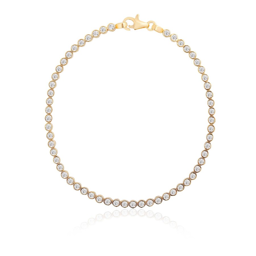 14 Ayar Sarı Altın Yuvarlak Taşlı Suyolu Bileklik