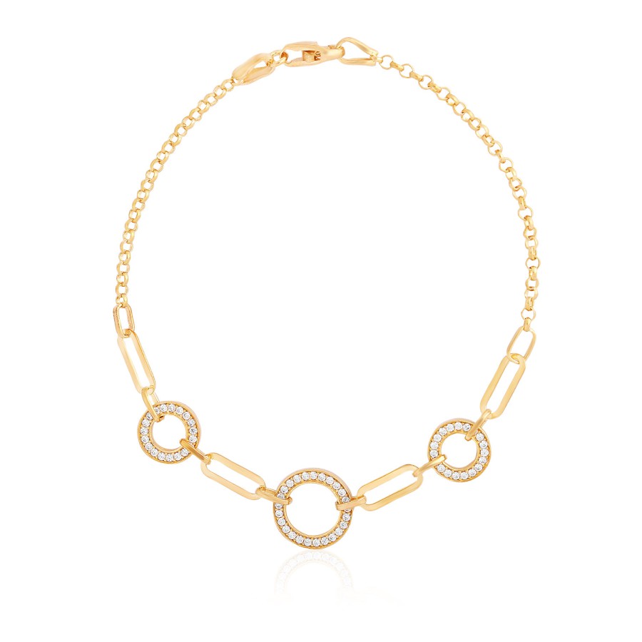 14 Ayar Sarı Altın Tasarım Taşlı Halka Bileklik