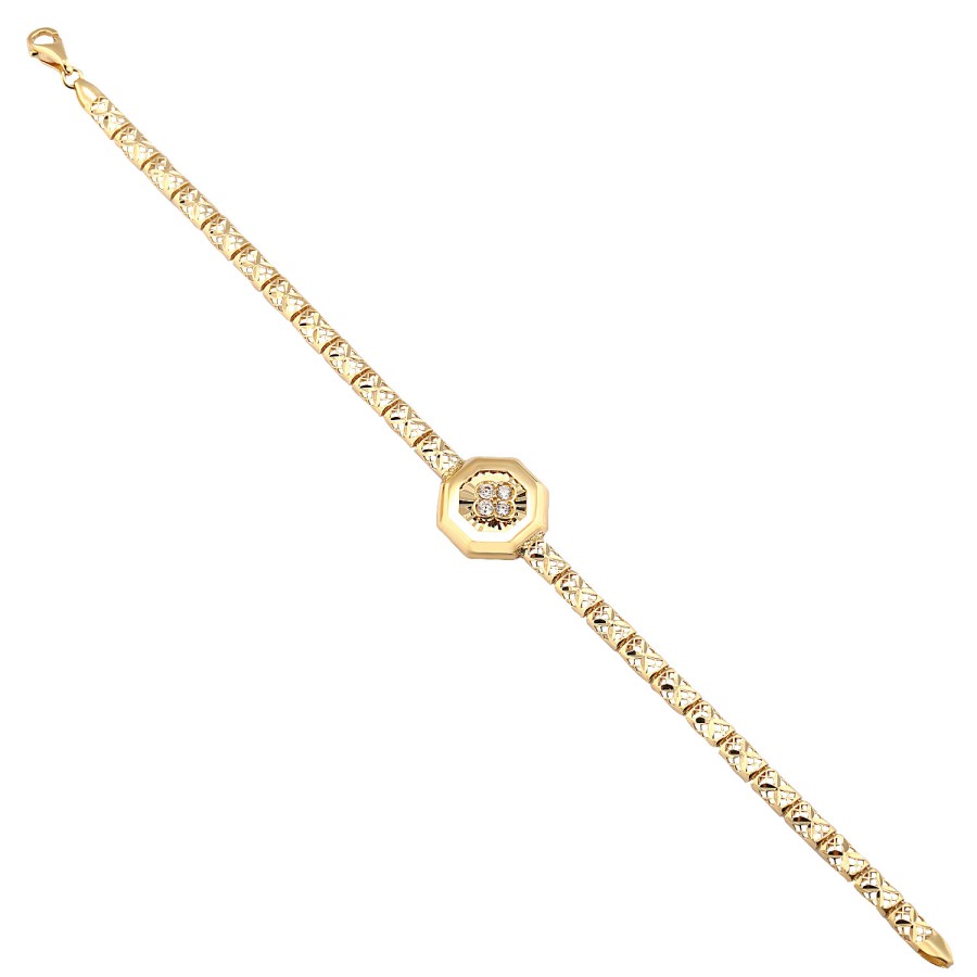 14 Ayar Sarı Altın Taşlı Bileklik