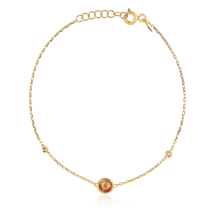 14 Ayar Sarı Altın Renkli Taşlı Özel Tasarım Bileklik