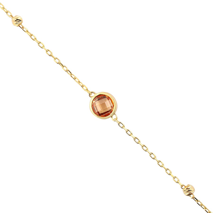 14 Ayar Sarı Altın Renkli Taşlı Özel Tasarım Bileklik