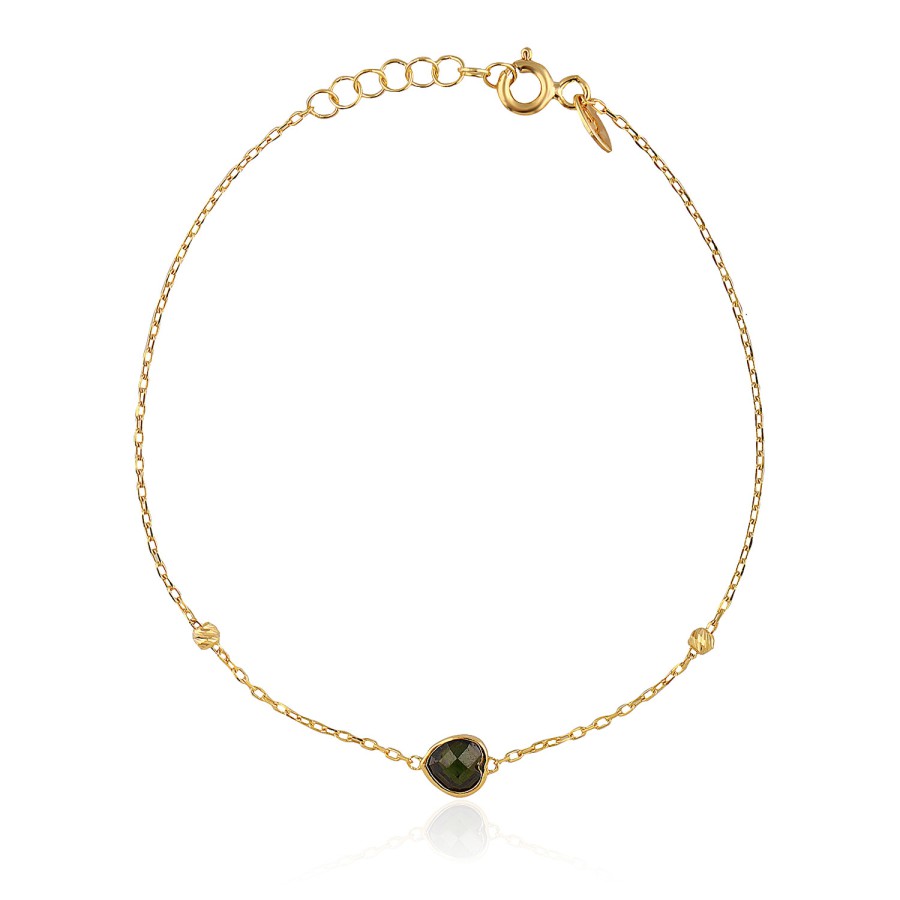 14 Ayar Sarı Altın Renkli Taşlı Özel Tasarım Bileklik