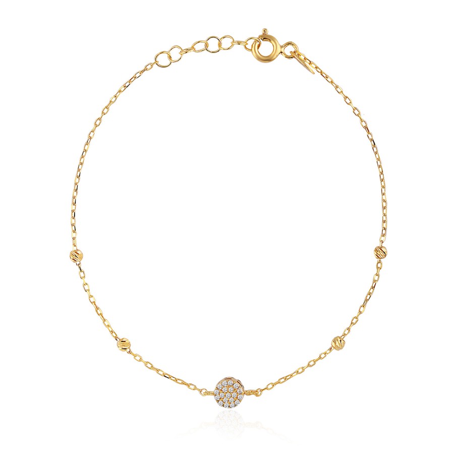 14 Ayar Sarı Altın Renkli Taşlı Özel Tasarım Bileklik