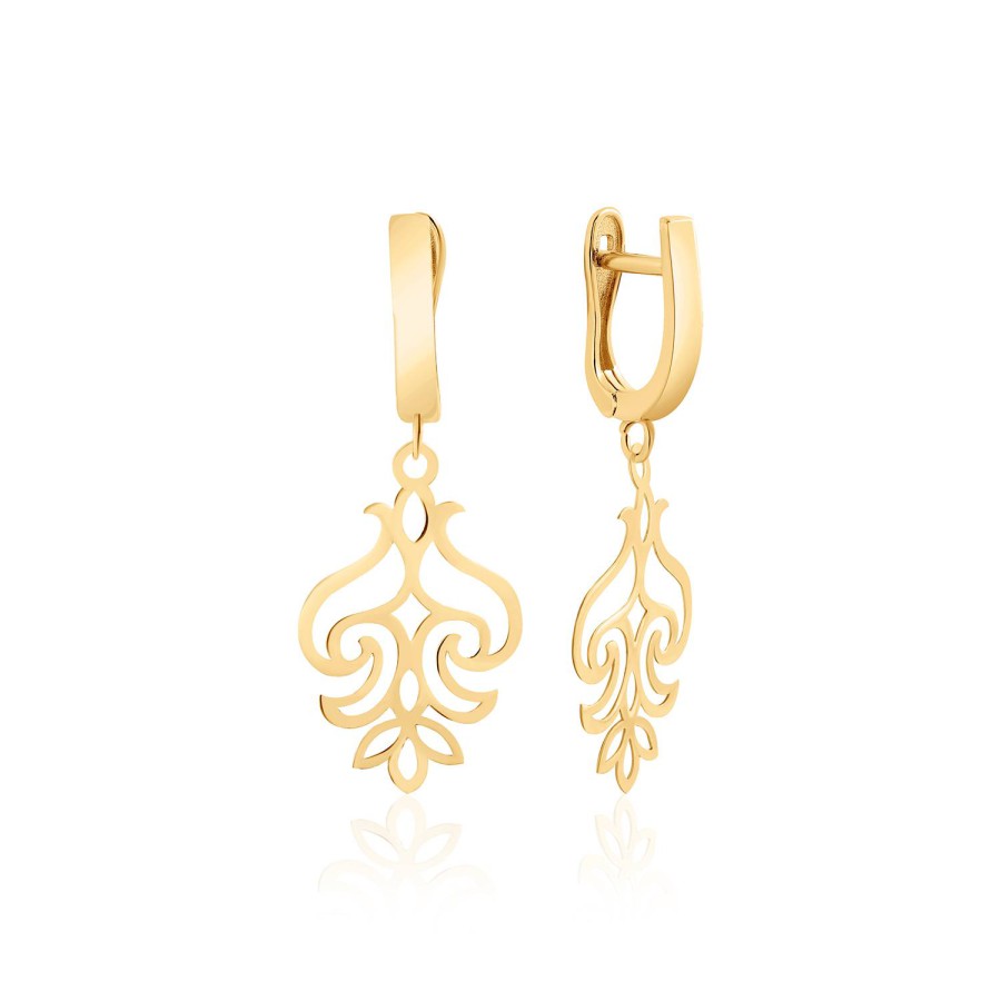 14 Ayar Sarı Altın Figürlü Sallantılı Taşsız Küpe