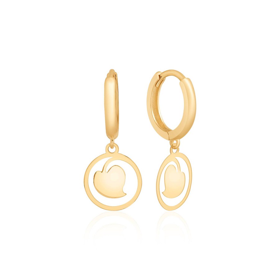 14 Ayar Sarı Altın Şık Tasarım Taşsız Küpe