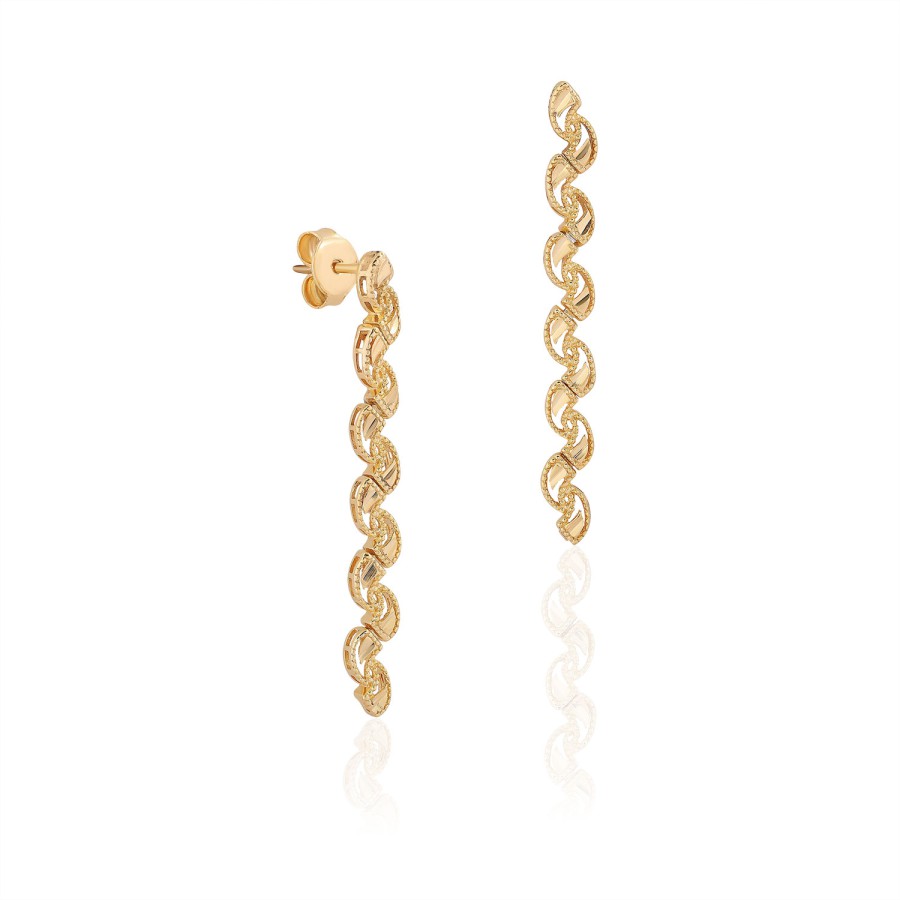 14 Ayar Sarı Altın Sallantılı Küpe