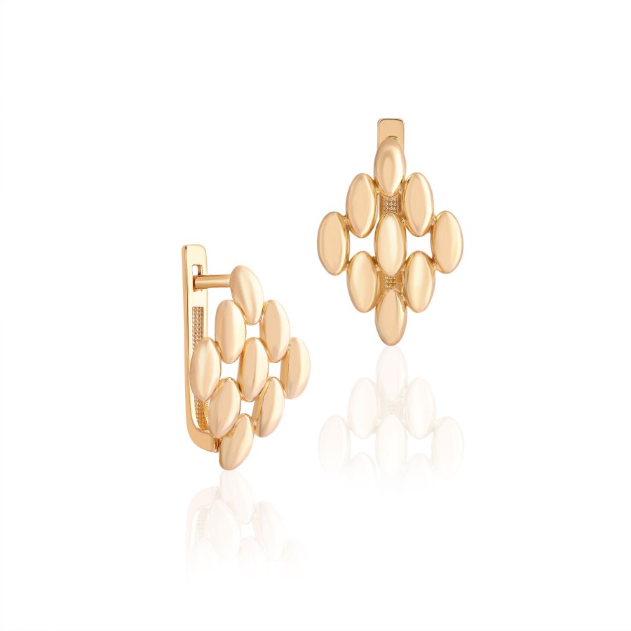 14 Ayar Sarı Altın Şık Tasarım Taşsız Küpe