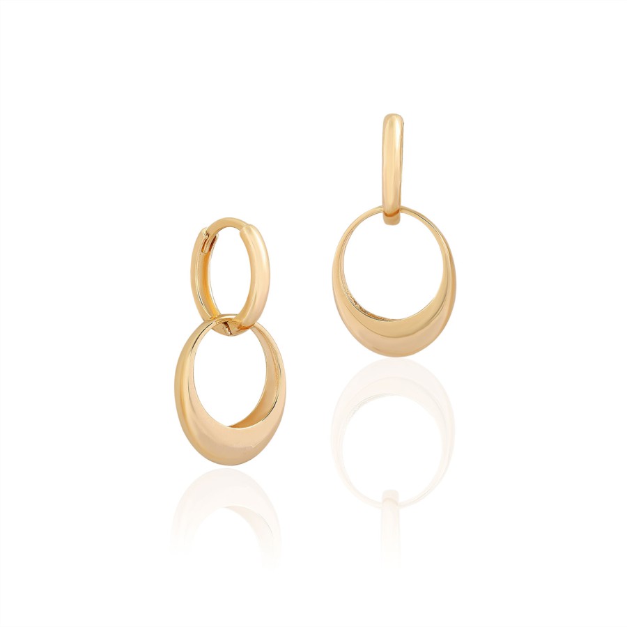 14 Ayar Sarı Altın Şık Tasarım Taşsız Küpe