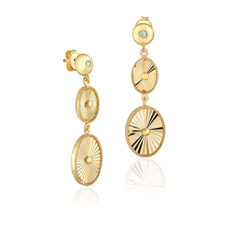 14 Ayar Sarı Altın Sallantılı Küpe