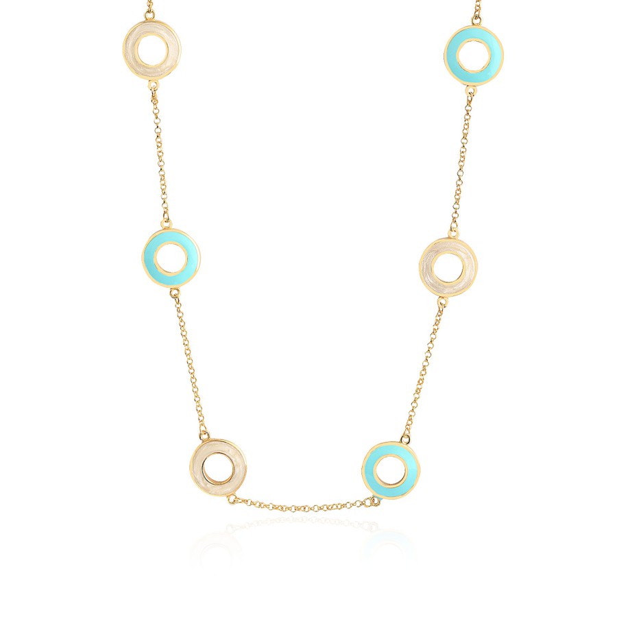 14 Ayar Sarı Altın Yuvarlak Mineli Kolye