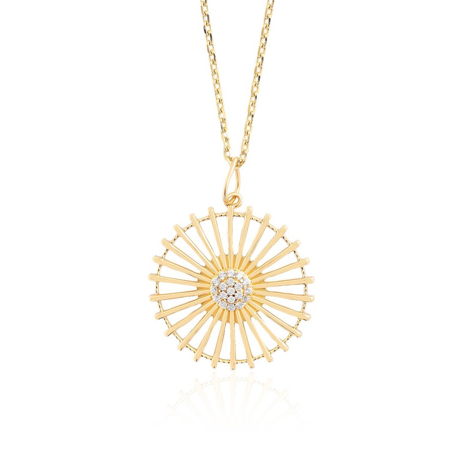 14 Ayar Sarı Altın Tasarım Taşlı Kolye