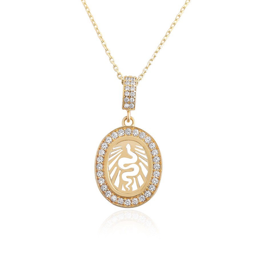 14 Ayar Sarı Altın Tasarım Taşlı Kolye