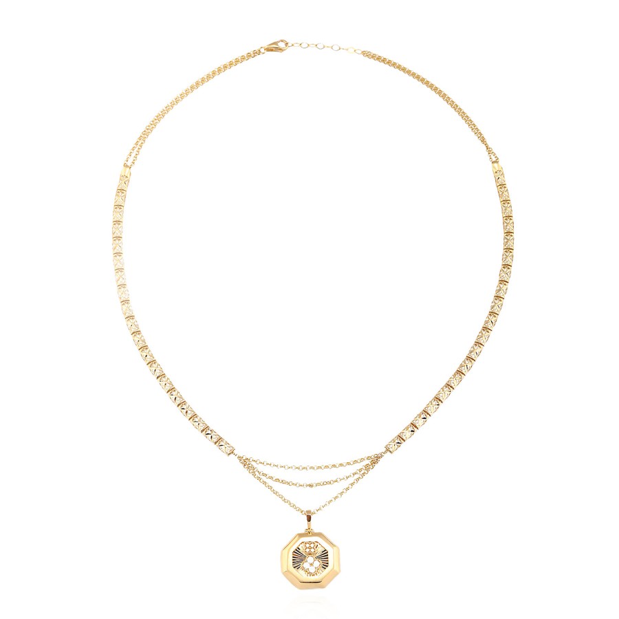 14 Ayar Sarı Altın Taşlı Kolye