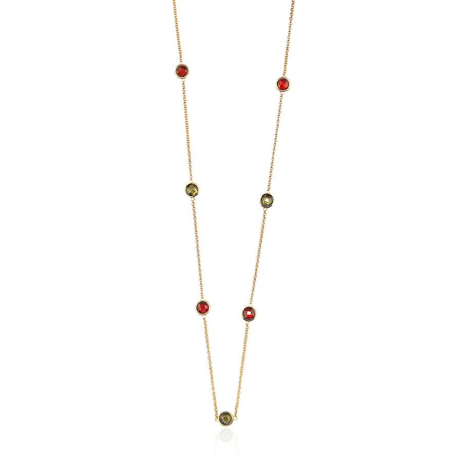 14 Ayar Sarı Altın Renkli Taşlı Tasarım Kolye