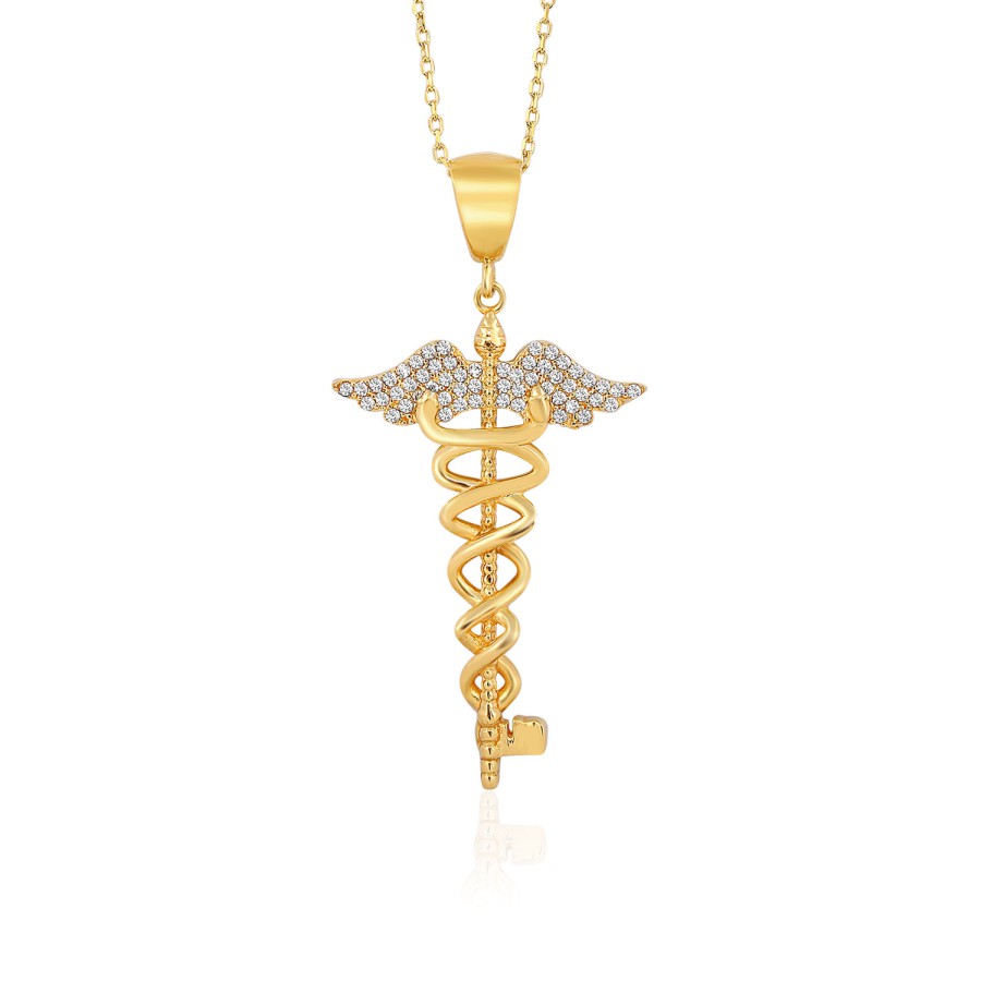 14 Ayar Sarı Altın Anahtar Kanat Figürlü Kolye