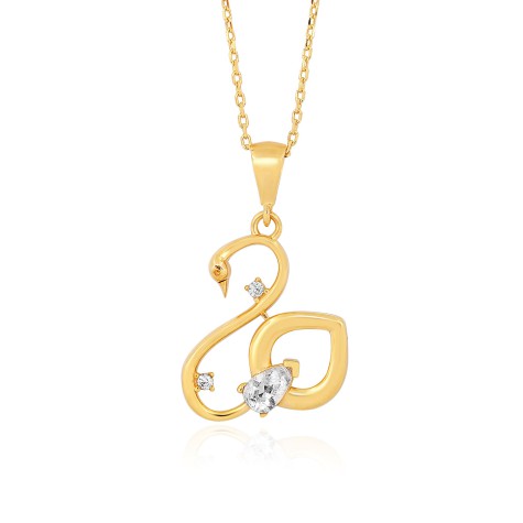 14 Ayar Sarı Altın Kuğu Figürlü Kolye