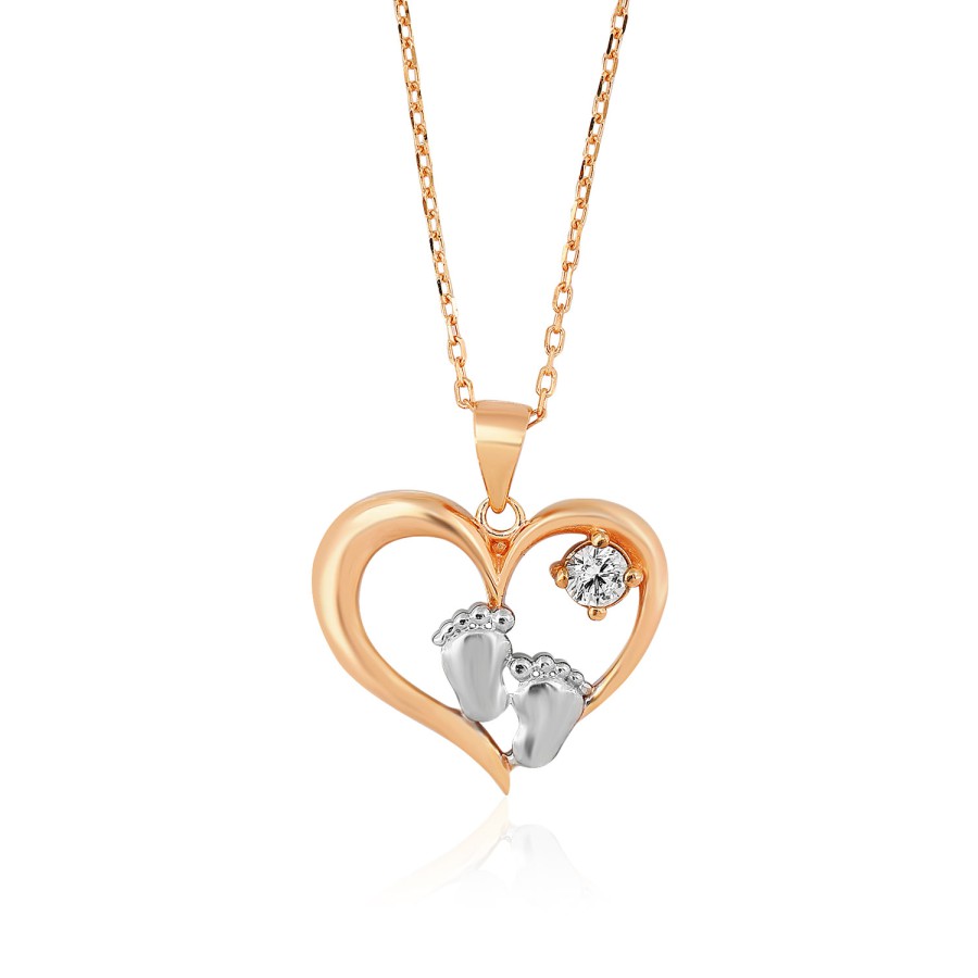 14 Ayar Roz Altın Anne Bebek Taşlı Kolye