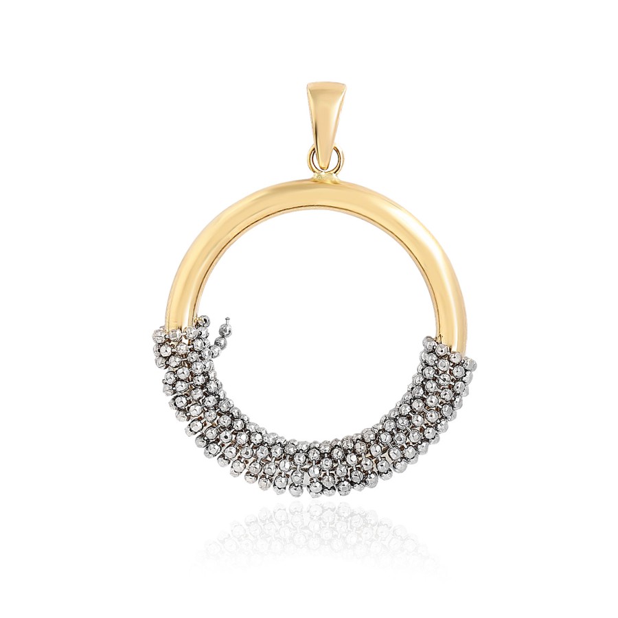 14 Ayar Sarı Altın Beyaz Sarı Altın Taşsız Kolye Ucu