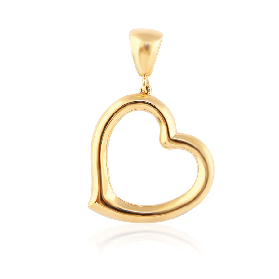 14 Ayar Sarı Altın Kalp Figürlü Taşsız Kolye Ucu