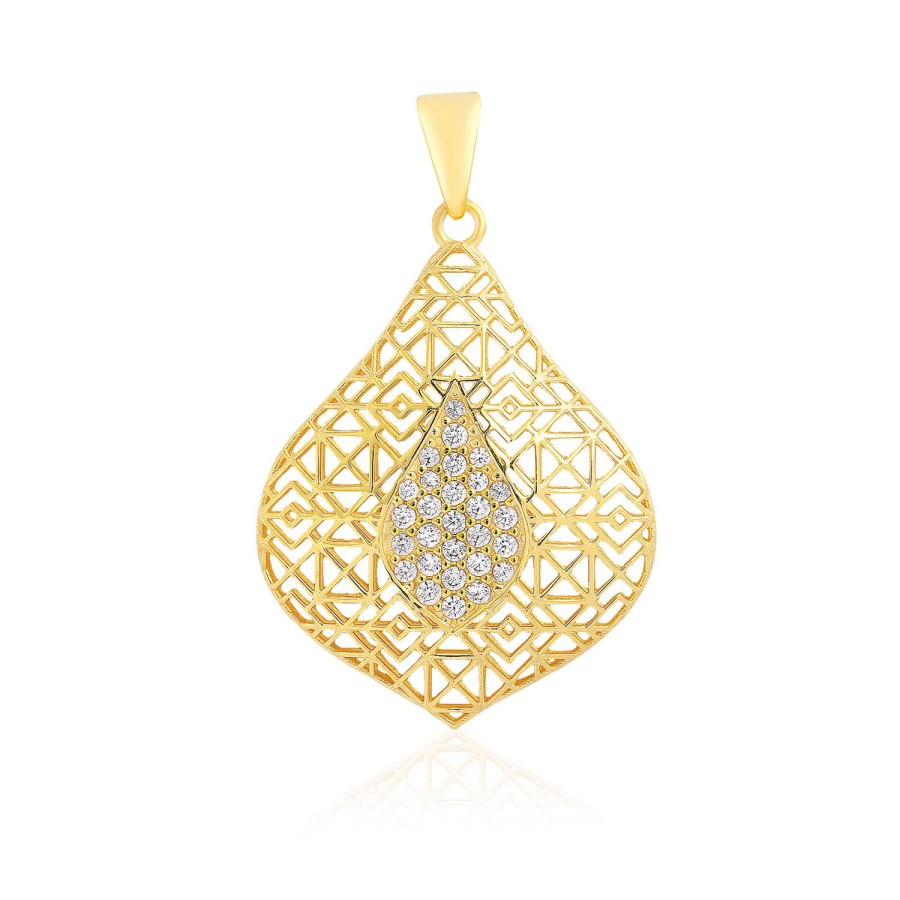 14 Ayar Sarı Altın Taşlı Özel Tasarım Kolye Ucu