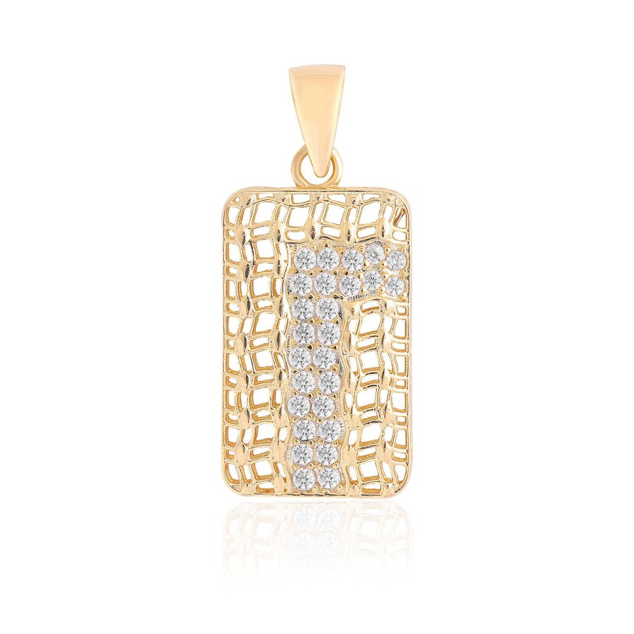 14 Ayar Sarı Altın Modern Taşlı Kolye Ucu