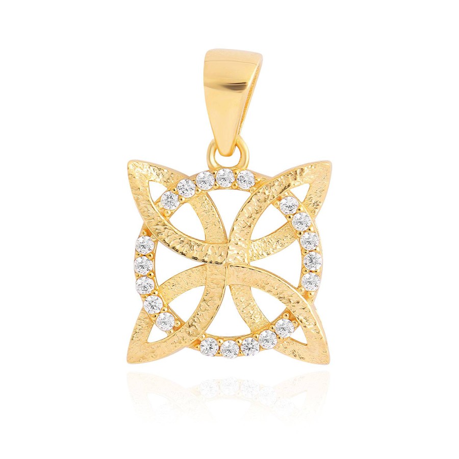 14 Ayar Sarı Altın Estetik Taşlı Kolye Ucu