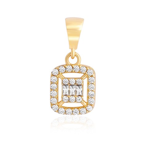 14 Ayar Sarı Altın Baget Taş Detaylı Kolye Ucu