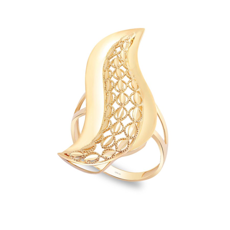 14 Ayar Sarı Altın Tasarım Yüzük