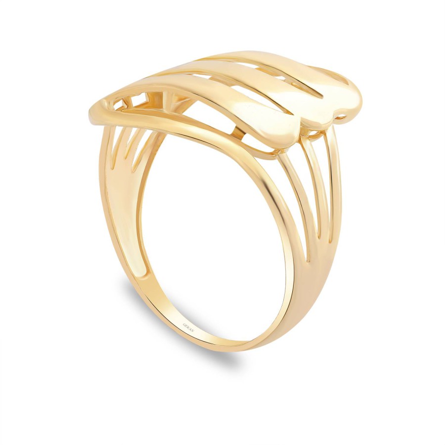 14 Ayar Sarı Altın Modern Tasarım Taşsız Yüzük