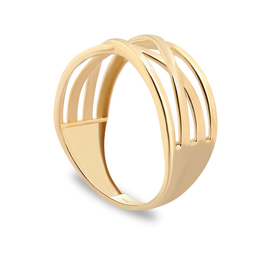 14 Ayar Sarı Altın Modern Taşsız Yüzük