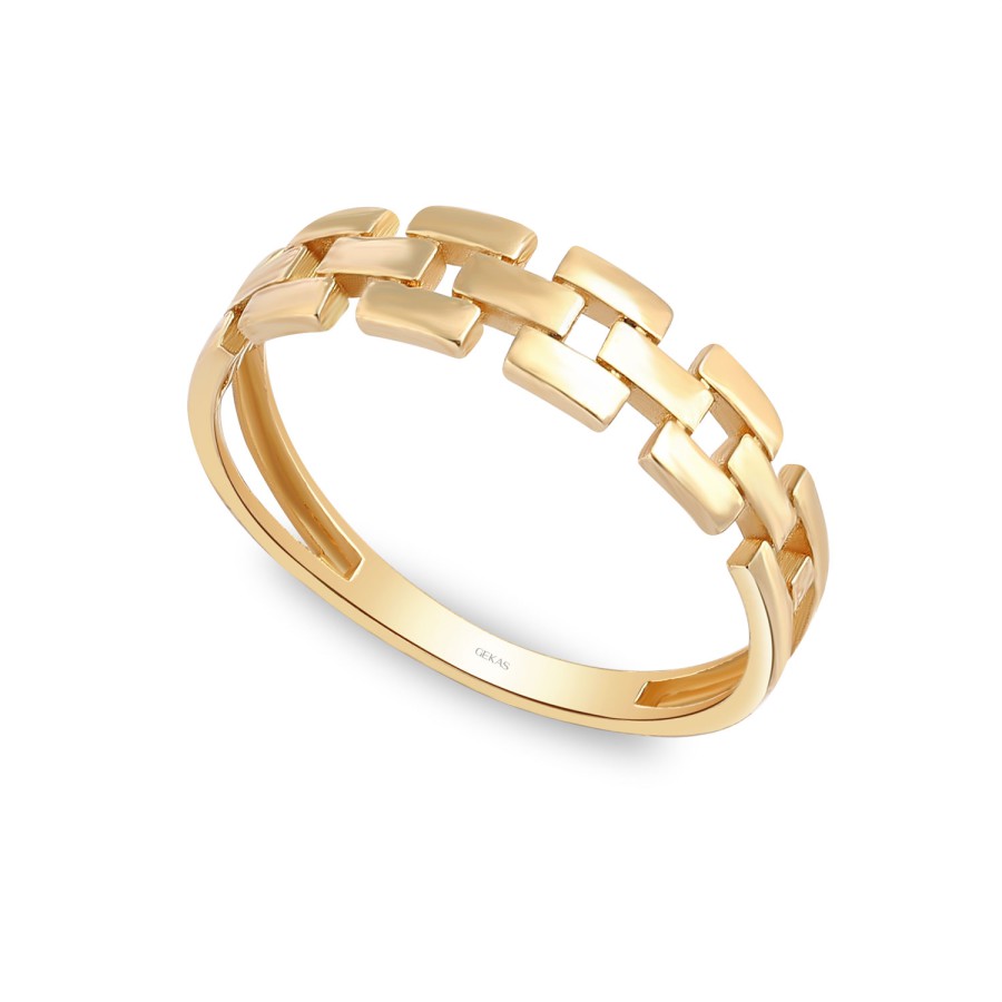 14 Ayar Sarı Altın Modern Tasarım Yüzük