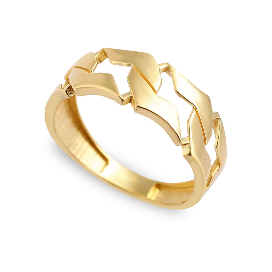 14 Ayar Sarı Altın Zincir Taşsız Yüzük