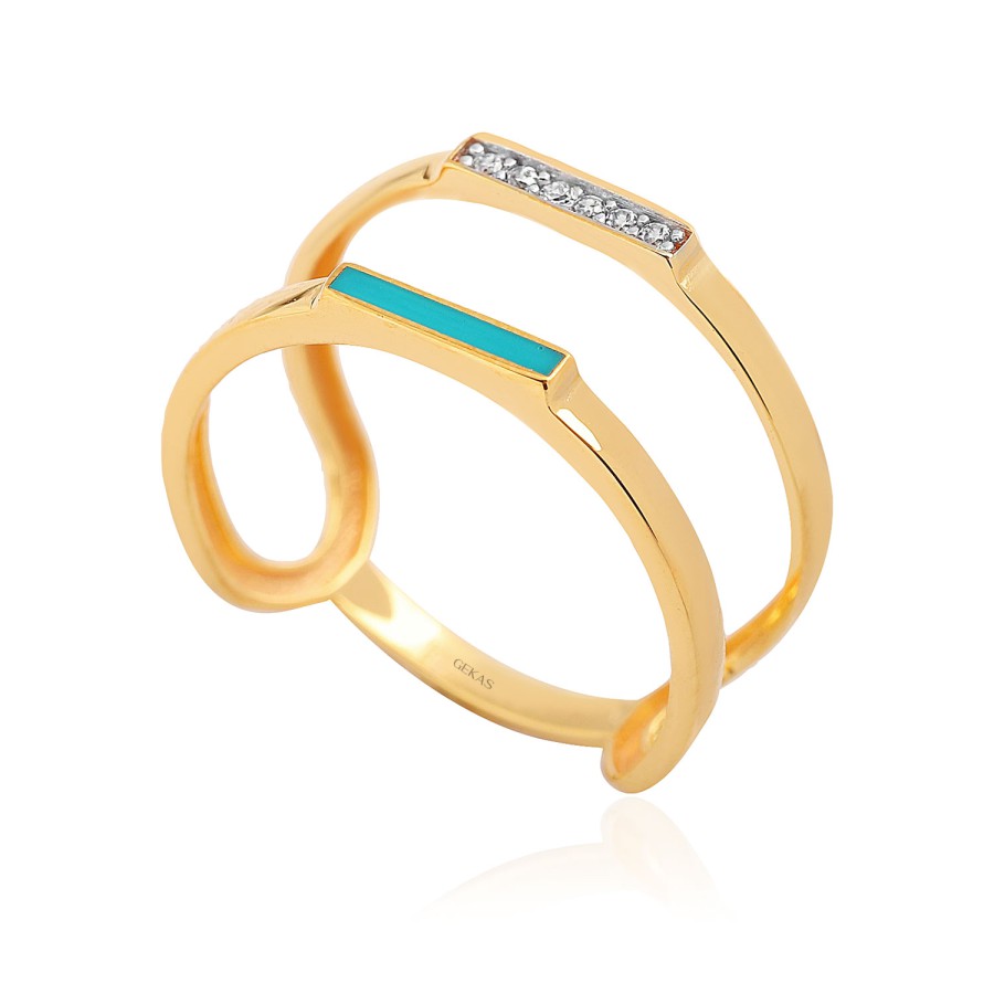 14 Ayar Sarı Altın Mineli Ve Taşlı Yüzük