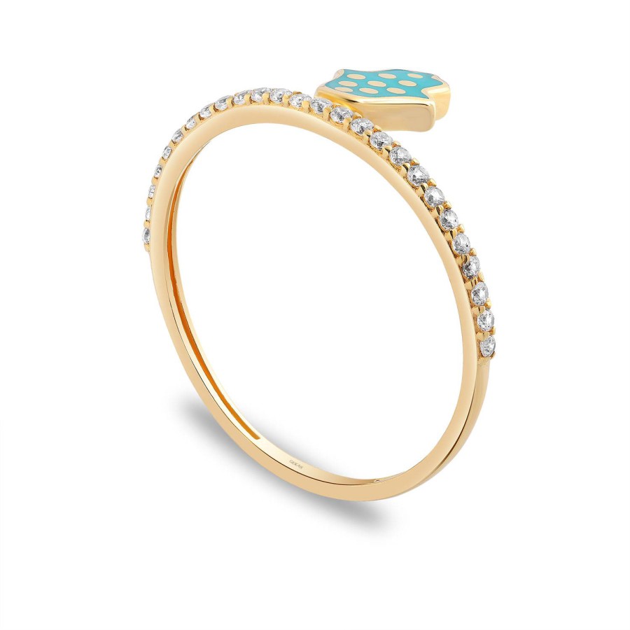 14 Ayar Sarı Altın Fatma Ana Eli Taşlı Yüzük