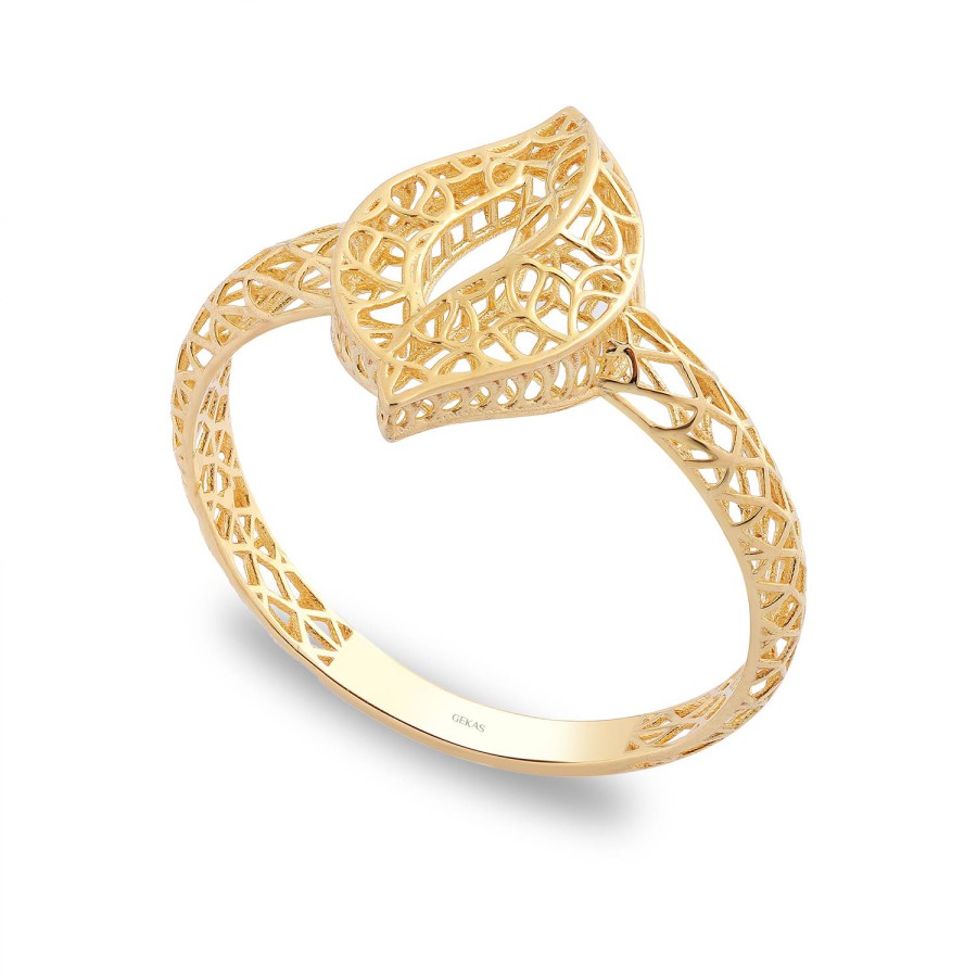 14 Ayar Sarı Altın Desenli Taşsız Yüzük