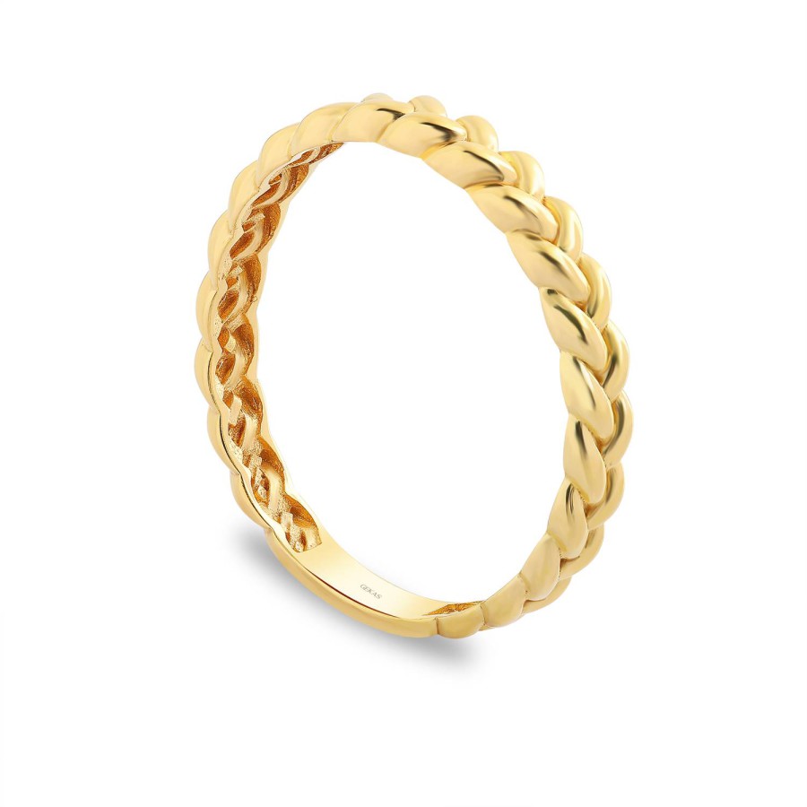 14 Ayar Sarı Altın Örme Detaylı Yüzük