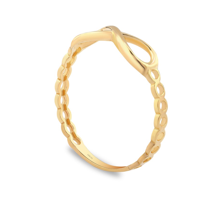 14 Ayar Sarı Altın Modern Sonsuzluk Figürlü Yüzük