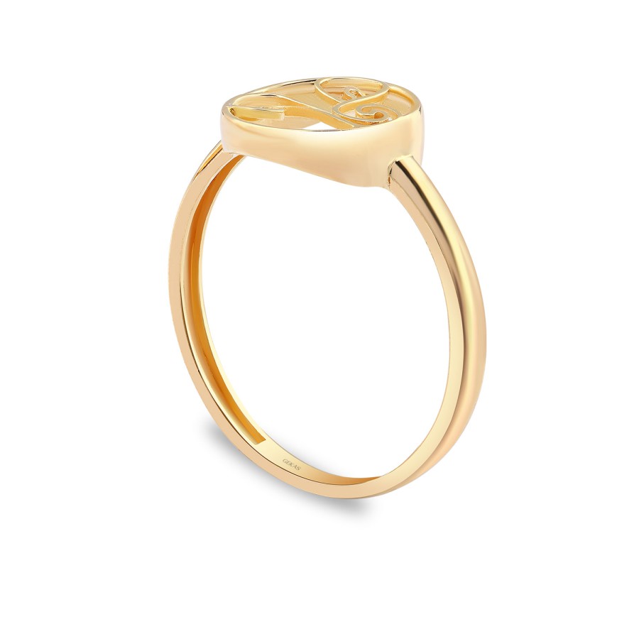 14 Ayar Sarı Altın Figürlü Minimal Yüzük