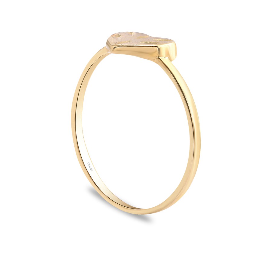 14 Ayar Sarı Altın Kalp Figürlü Yüzük