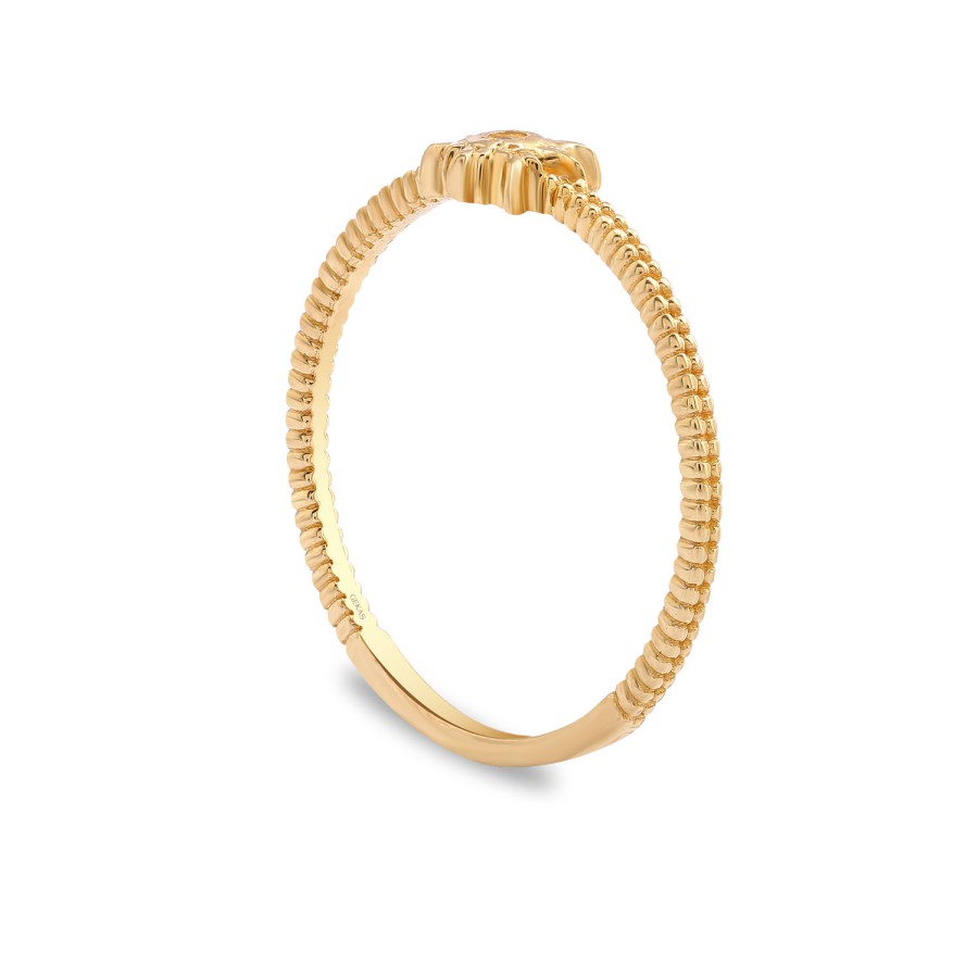 14 Ayar Sarı Altın Minimal Taşlı Yüzük